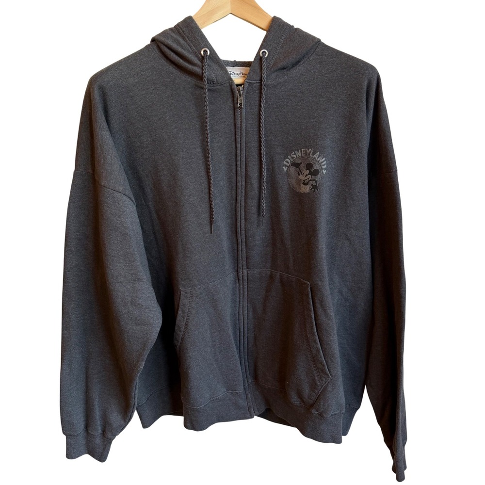 Disneyland Mickey Mouse Hoodie Mens XXL Dark Gray 1928 Mickey Plane Crazy Unisex